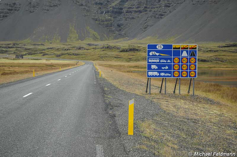 Geschwindigkeitsbegrenzungen Island